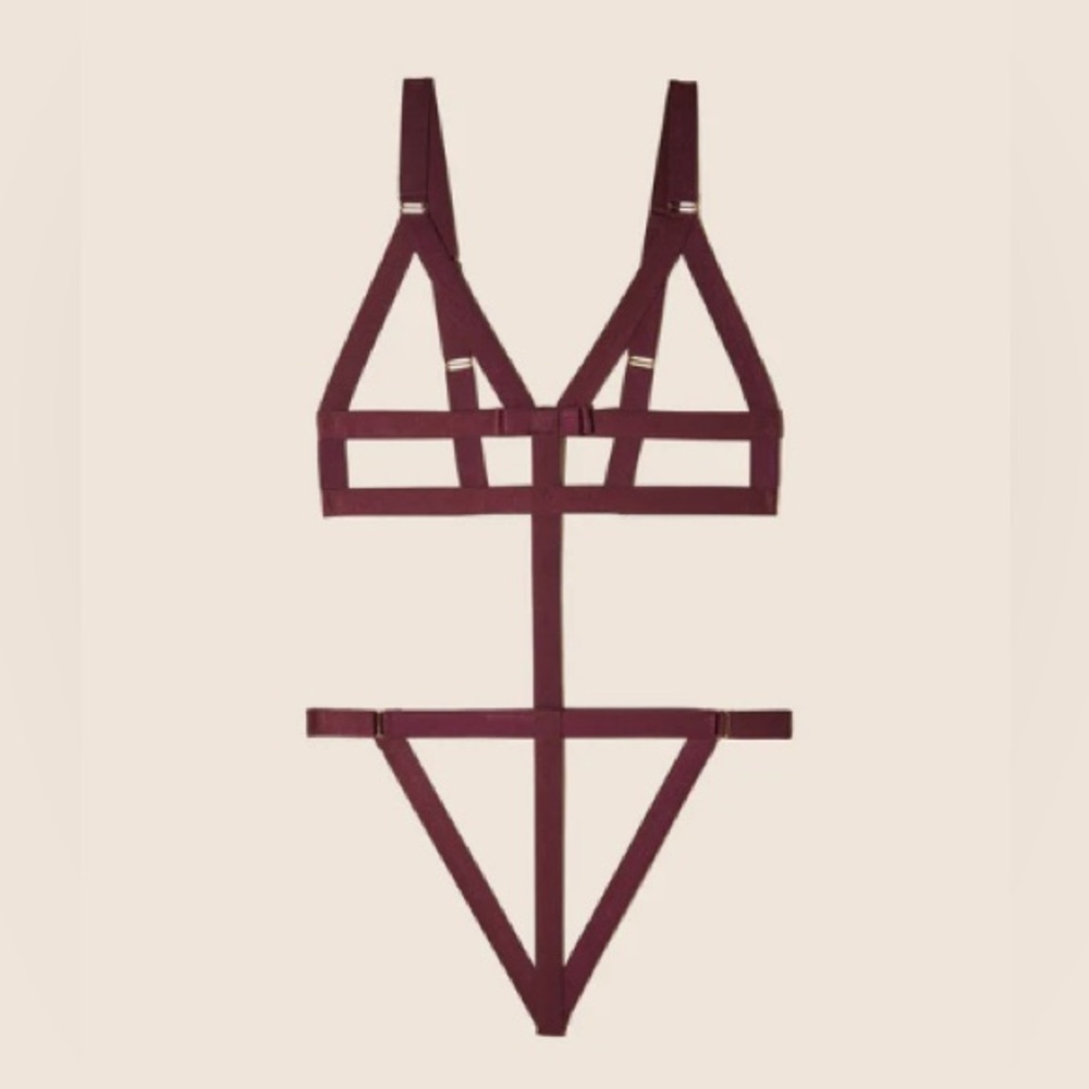 Cosabella Cleopatra Bondage Bodysuit Teddy - vino burgundy, large L